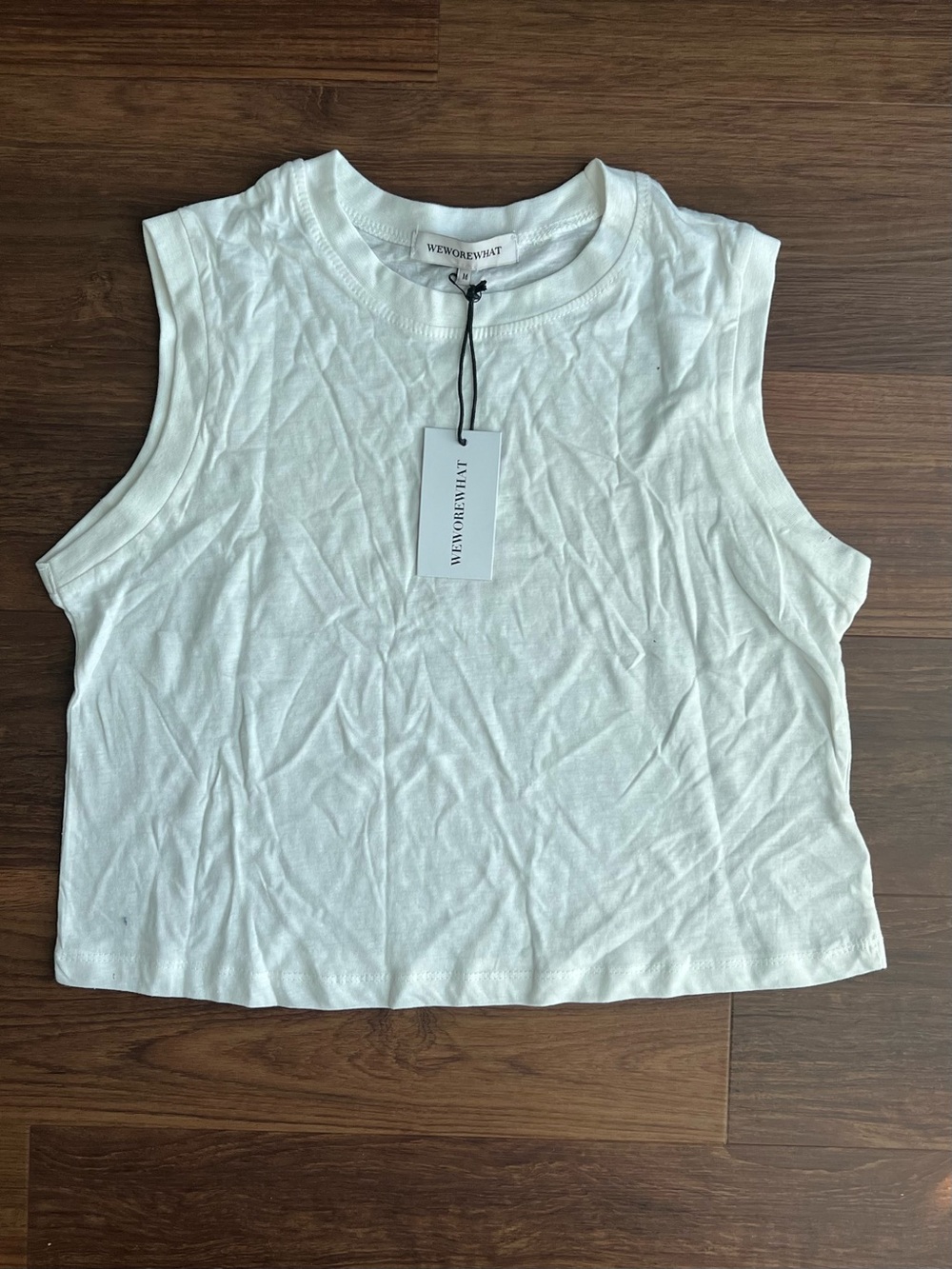 New Weworewhat White Cropped Muscle Tank size M